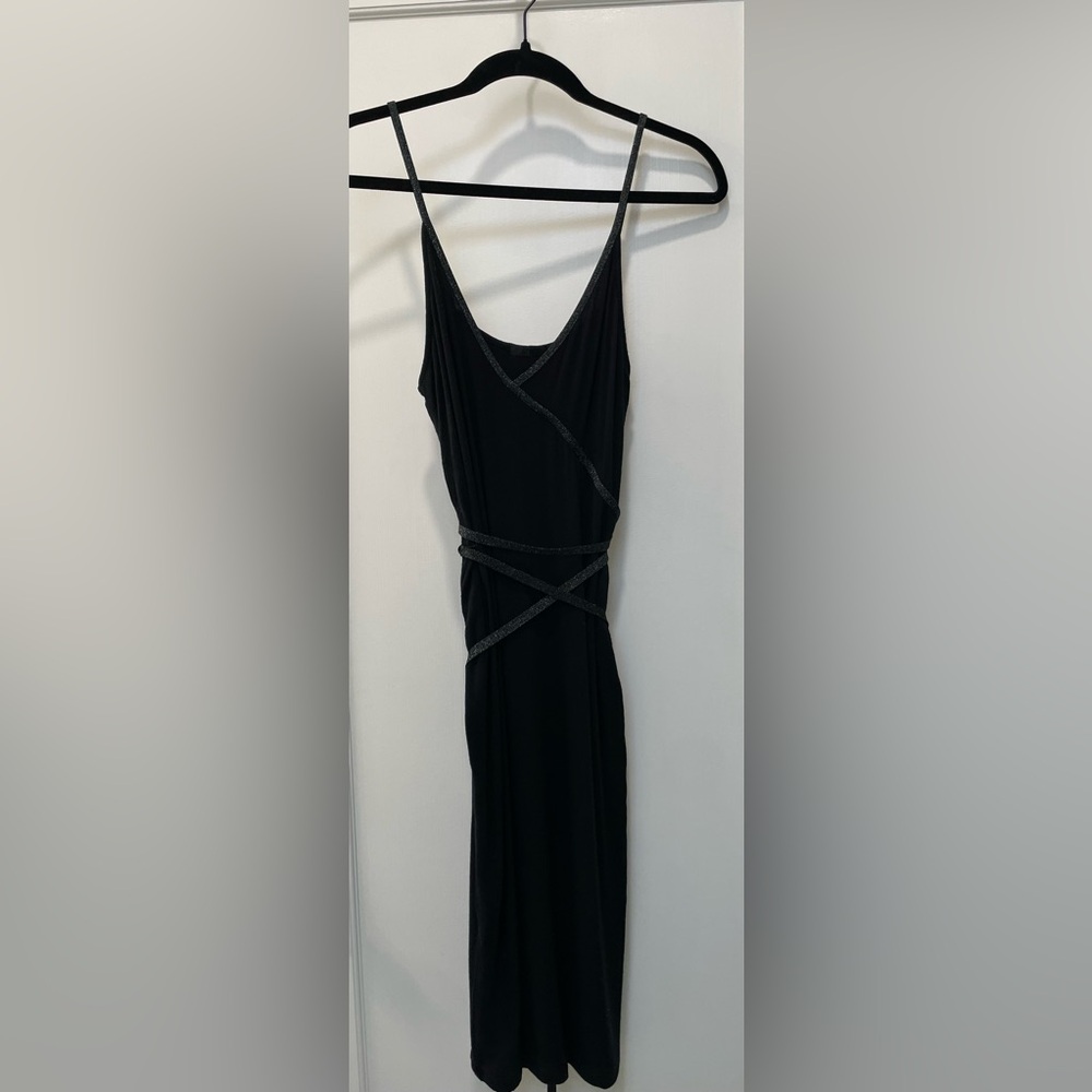 ATM Black Wrap Dress - Picture 8 of 12